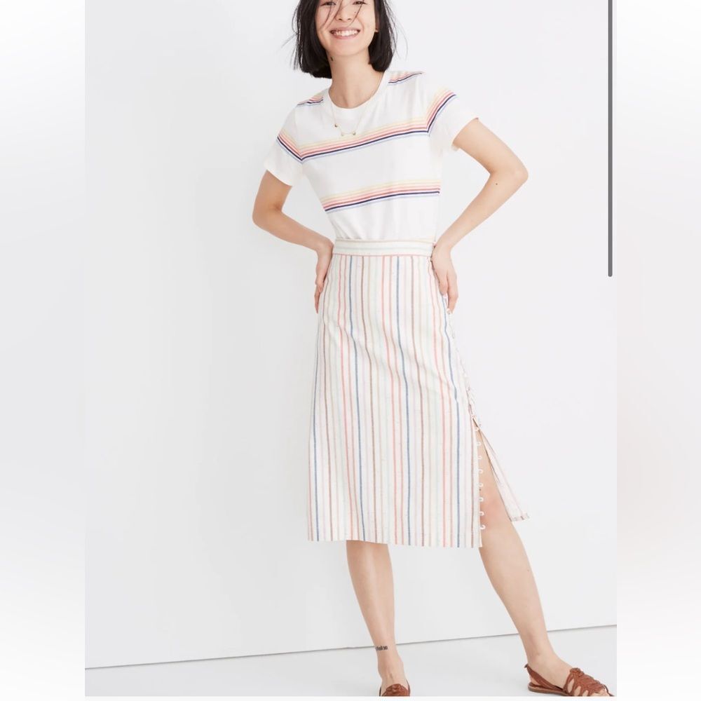 Madewell Multicolor Striped Midi Skirt